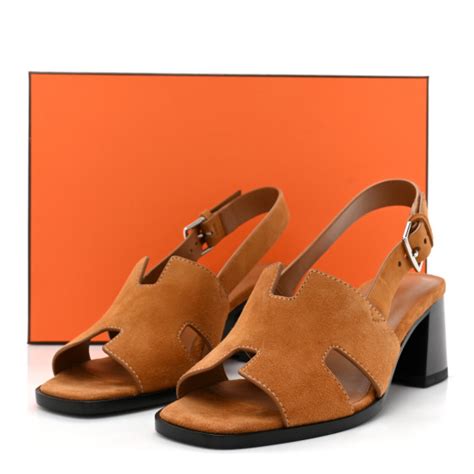 elbe hermes|HERMES Suede Goatskin Elbe 60 Sandals 37 Naturel.